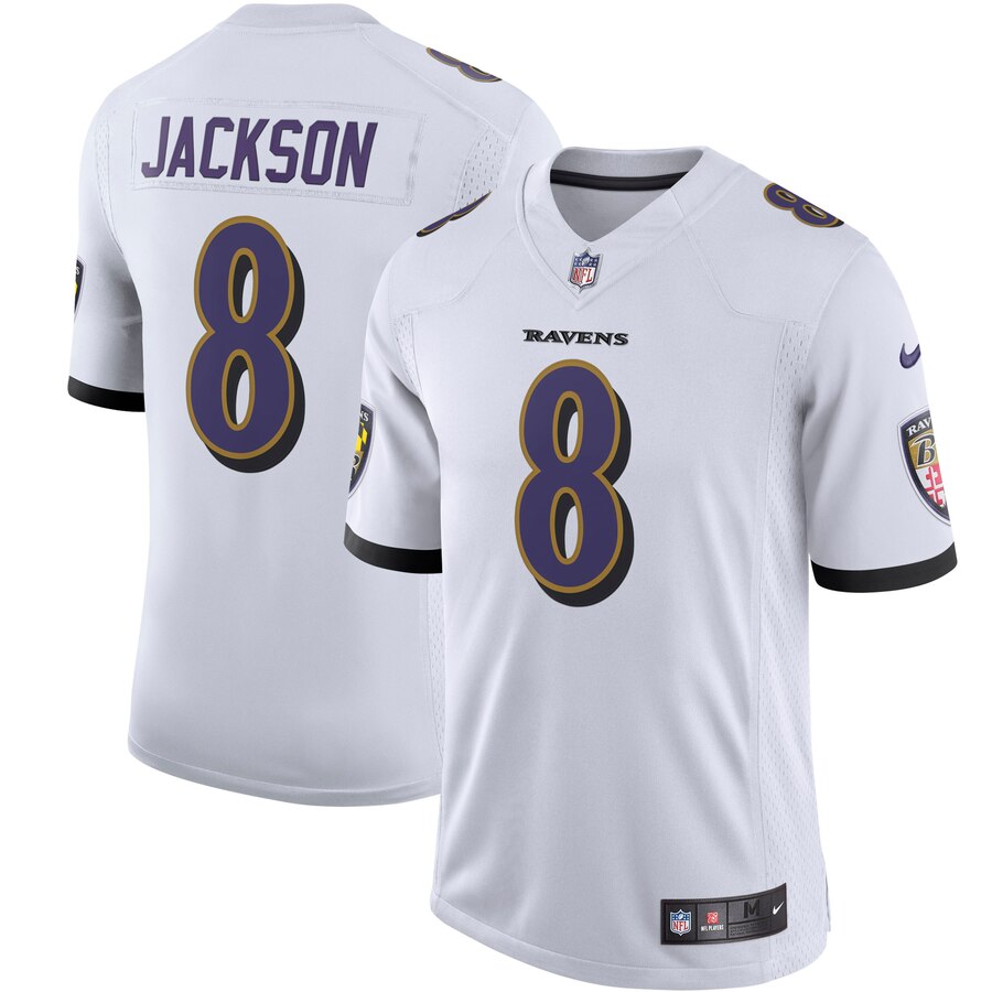 Men's NFL Baltimore Ravens #8 Lamar Jackson White 2018 Draft Vapor Untouchable Limited Jersey