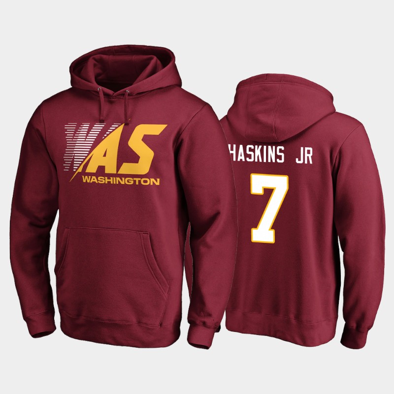 Men's Washington Football Team #7 Dwayne Haskins Jr. 2020 NFL Burgundy Stealth Scanner Pullover Hoodie