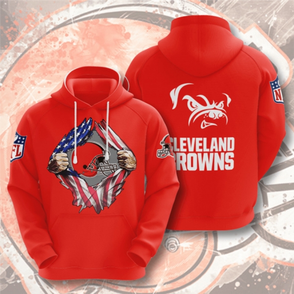 Youth Cleveland Browns ACTIVE PLAYER Custom Orange NFL 3D Trending T-Shirt Hoodie