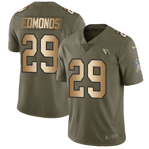 Nike Cardinals #29 Chase Edmonds Olive/Gold Men's Stitched NFL Limited 2017 Salute to Service Jersey Nike Cardinals #29 Chase Edmonds Olive/Gold Men's Stitched NFL Limited 2017 Salute to Service Jersey