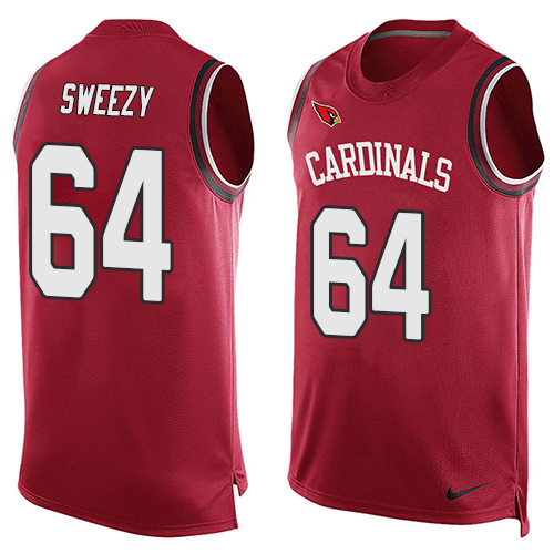 Nike Cardinals #64 J.R. Sweezy Red Team Color Men's Stitched NFL Limited Tank Top Jersey Nike Cardinals #64 J.R. Sweezy Red Team Color Men's Stitched NFL Limited Tank Top Jersey