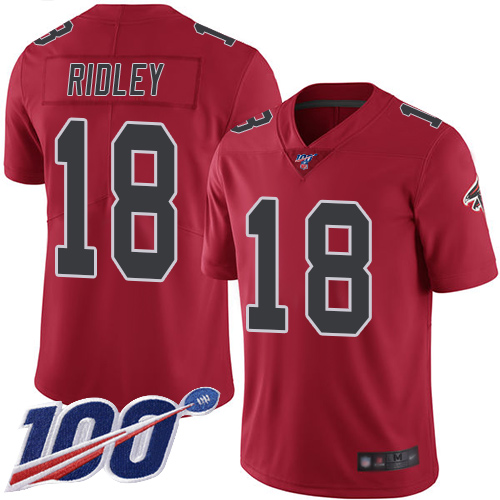 Nike Falcons #18 Calvin Ridley Red Men's Stitched NFL Limited Rush 100th Season Jersey Nike Falcons #18 Calvin Ridley Red Men's Stitched NFL Limited Rush 100th Season Jersey