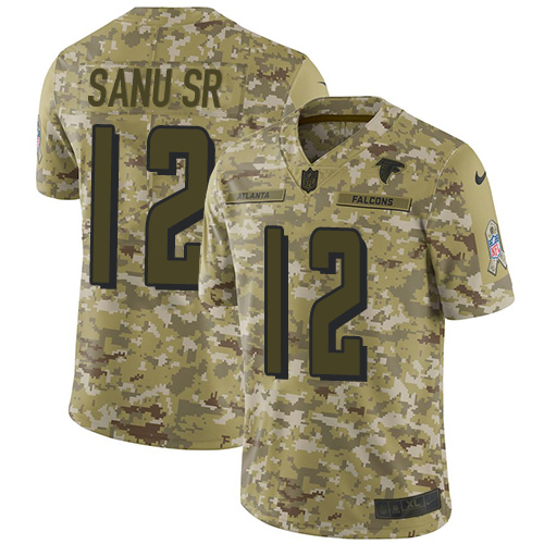 Nike Falcons #12 Mohamed Sanu Sr Camo Men's Stitched NFL Limited 2018 Salute To Service Jersey Nike Falcons #12 Mohamed Sanu Sr Camo Men's Stitched NFL Limited 2018 Salute To Service Jersey