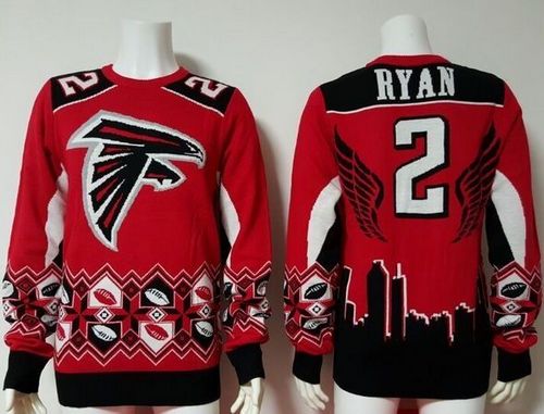 Nike Falcons #2 Matt Ryan Red/Black Men's Ugly Sweater Nike Falcons #2 Matt Ryan Red/Black Men's Ugly Sweater