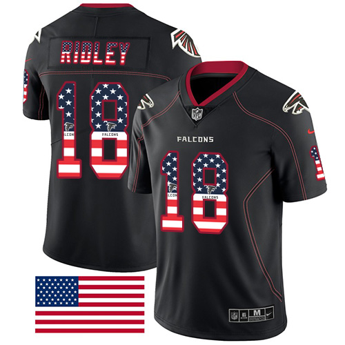 Nike Falcons #18 Calvin Ridley Black Men's Stitched NFL Limited Rush USA Flag Jersey Nike Falcons #18 Calvin Ridley Black Men's Stitched NFL Limited Rush USA Flag Jersey