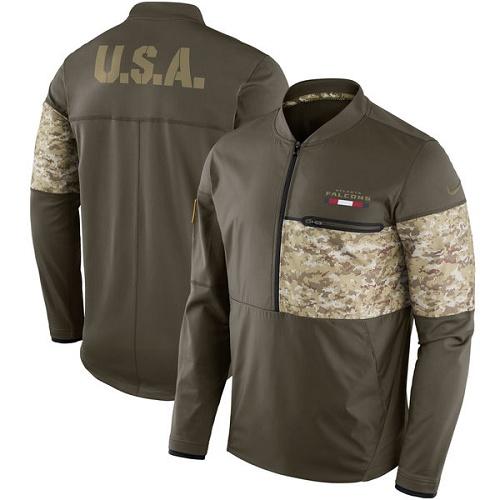 Men's Atlanta Falcons Nike Olive Salute to Service Sideline Hybrid Half-Zip Pullover Jacket Men's Atlanta Falcons Nike Olive Salute to Service Sideline Hybrid Half-Zip Pullover Jacket