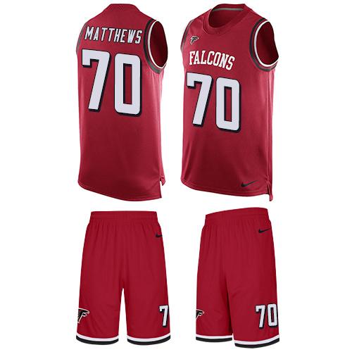 Nike Falcons #70 Jake Matthews Red Team Color Men's Stitched NFL Limited Tank Top Suit Jersey Nike Falcons #70 Jake Matthews Red Team Color Men's Stitched NFL Limited Tank Top Suit Jersey