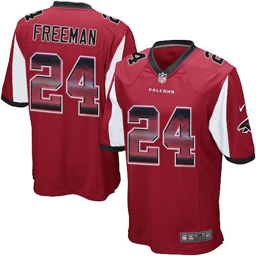 Nike Falcons #24 Devonta Freeman Red Team Color Men's Stitched NFL Limited Strobe Jersey Nike Falcons #24 Devonta Freeman Red Team Color Men's Stitched NFL Limited Strobe Jersey