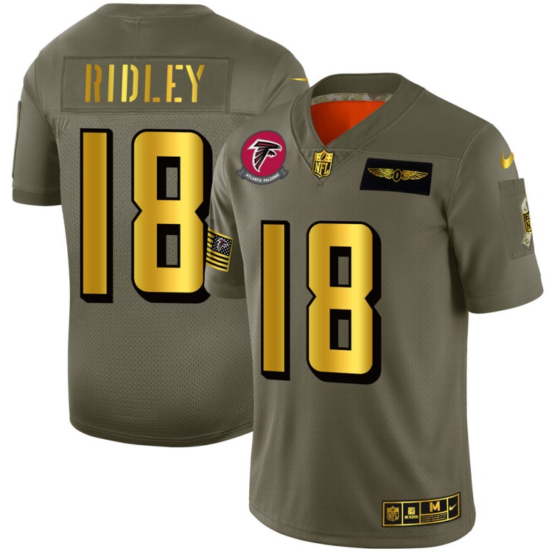 Atlanta Falcons #18 Calvin Ridley NFL Men's Nike Olive Gold 2019 Salute to Service Limited Jersey Atlanta Falcons #18 Calvin Ridley NFL Men's Nike Olive Gold 2019 Salute to Service Limited Jersey