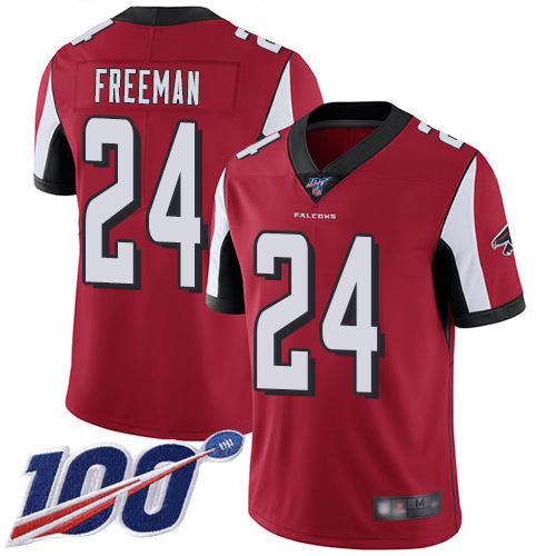 Nike Falcons #24 Devonta Freeman Red Team Color Men's Stitched NFL 100th Season Vapor Limited Jersey Nike Falcons #24 Devonta Freeman Red Team Color Men's Stitched NFL 100th Season Vapor Limited Jersey