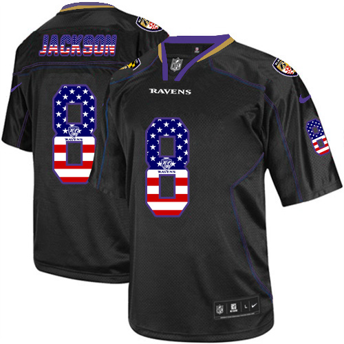 Nike Ravens #8 Lamar Jackson Black Men's Stitched NFL Elite USA Flag Fashion Jersey Nike Ravens #8 Lamar Jackson Black Men's Stitched NFL Elite USA Flag Fashion Jersey