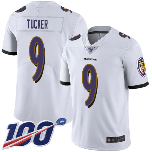 Nike Ravens #9 Justin Tucker White Men's Stitched NFL 100th Season Vapor Limited Jersey Nike Ravens #9 Justin Tucker White Men's Stitched NFL 100th Season Vapor Limited Jersey