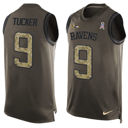Nike Ravens #9 Justin Tucker Green Men's Stitched NFL Limited Salute To Service Tank Top Jersey Nike Ravens #9 Justin Tucker Green Men's Stitched NFL Limited Salute To Service Tank Top Jersey