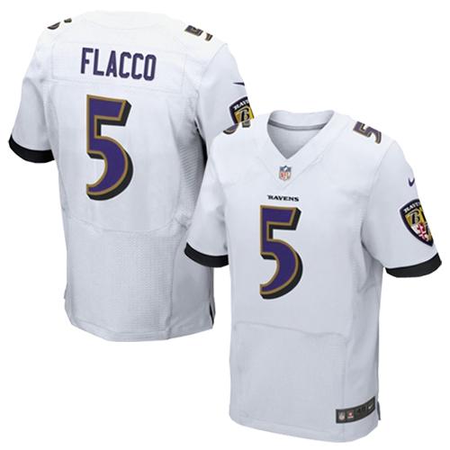 Nike Ravens #5 Joe Flacco White Men's Stitched NFL New Elite Jersey Nike Ravens #5 Joe Flacco White Men's Stitched NFL New Elite Jersey