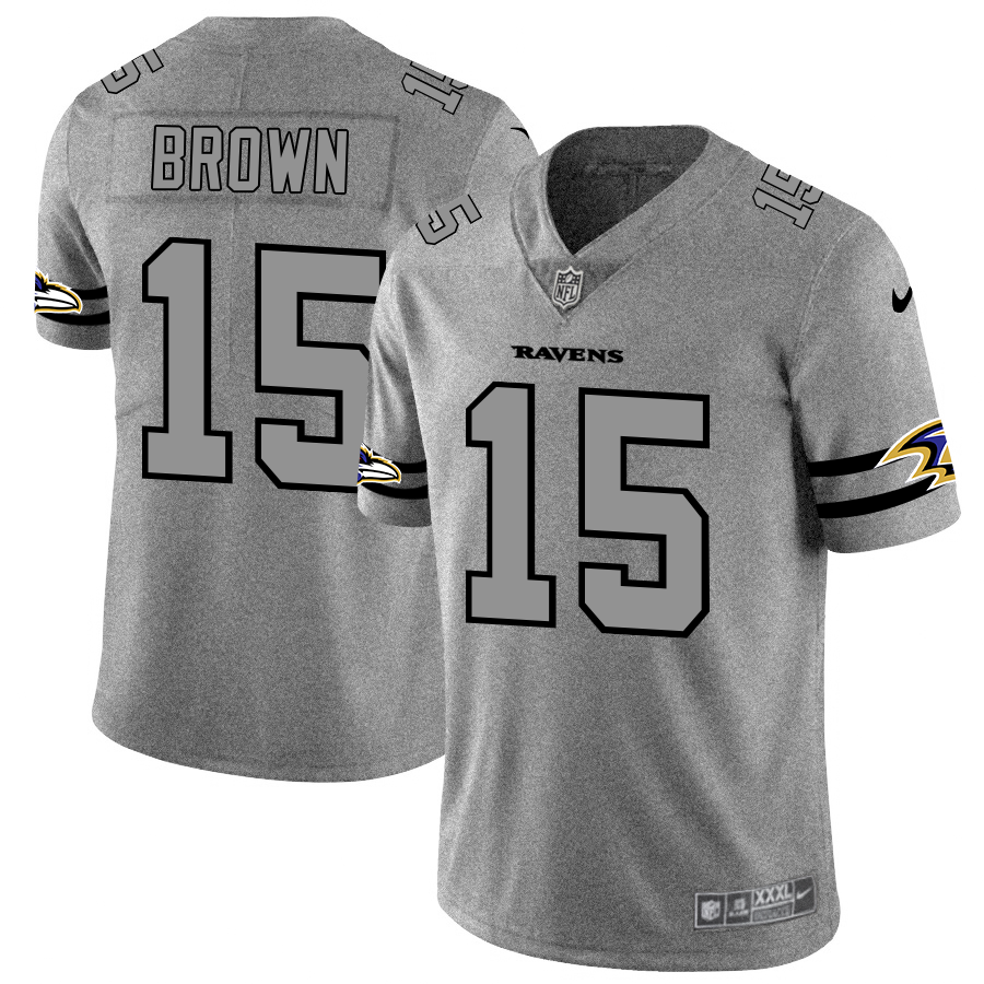 Baltimore Ravens #15 Marquise Brown Men's Nike Gray Gridiron II Vapor Untouchable Limited NFL Jersey Baltimore Ravens #15 Marquise Brown Men's Nike Gray Gridiron II Vapor Untouchable Limited NFL Jersey