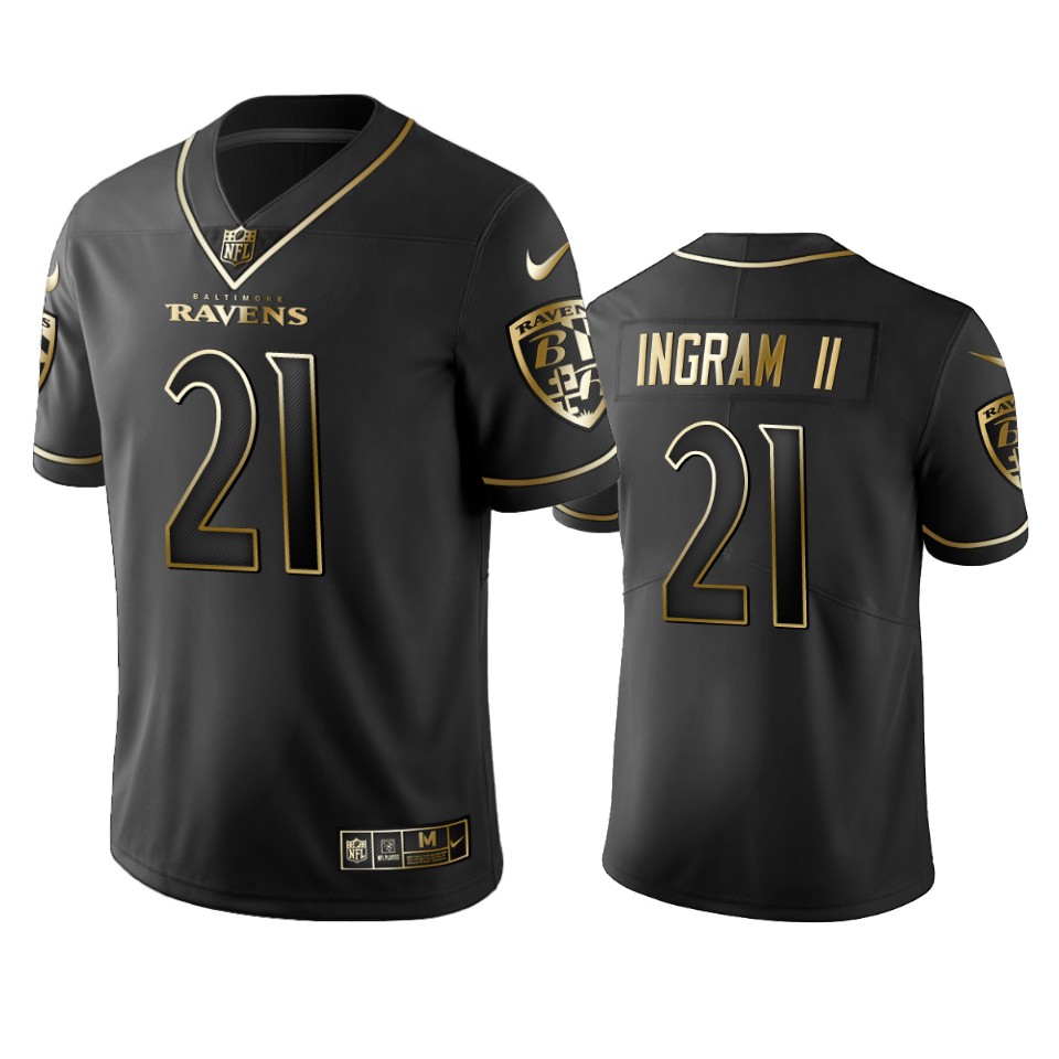 Nike Ravens #21 Mark Ingram II Black Golden Limited Edition Stitched NFL Jersey Nike Ravens #21 Mark Ingram II Black Golden Limited Edition Stitched NFL Jersey