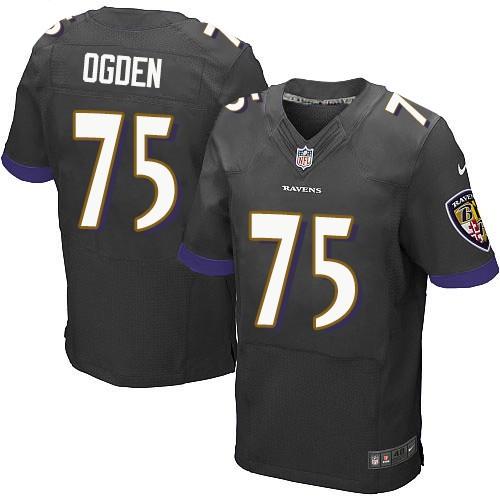 Nike Ravens #75 Jonathan Ogden Black Alternate Men's Stitched NFL New Elite Jersey Nike Ravens #75 Jonathan Ogden Black Alternate Men's Stitched NFL New Elite Jersey