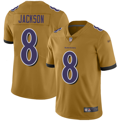 Nike Ravens #8 Lamar Jackson Gold Men's Stitched NFL Limited Inverted Legend Jersey Nike Ravens #8 Lamar Jackson Gold Men's Stitched NFL Limited Inverted Legend Jersey