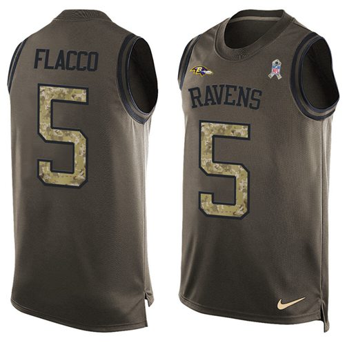 Nike Ravens #5 Joe Flacco Green Men's Stitched NFL Limited Salute To Service Tank Top Jersey Nike Ravens #5 Joe Flacco Green Men's Stitched NFL Limited Salute To Service Tank Top Jersey