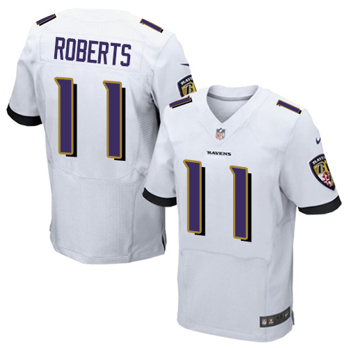 Nike Ravens #11 Seth Roberts White Men's Stitched NFL New Elite Jersey Nike Ravens #11 Seth Roberts White Men's Stitched NFL New Elite Jersey