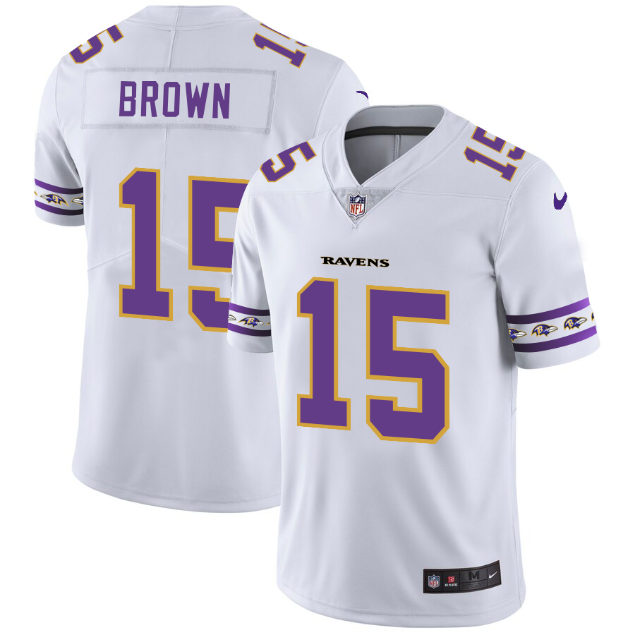 Baltimore Ravens #15 Marquise Brown Nike White Team Logo Vapor Limited NFL Jersey Baltimore Ravens #15 Marquise Brown Nike White Team Logo Vapor Limited NFL Jersey