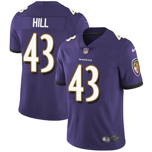 Nike Ravens #43 Justice Hill Purple Team Color Men's Stitched NFL Vapor Untouchable Limited Jersey Nike Ravens #43 Justice Hill Purple Team Color Men's Stitched NFL Vapor Untouchable Limited Jersey