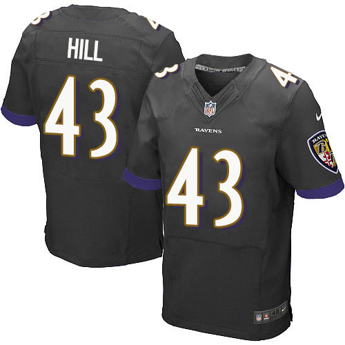 Nike Ravens #43 Justice Hill Black Alternate Men's Stitched NFL New Elite Jersey Nike Ravens #43 Justice Hill Black Alternate Men's Stitched NFL New Elite Jersey