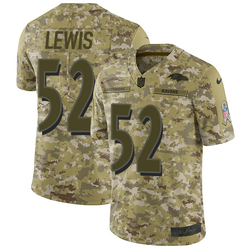 Nike Ravens #52 Ray Lewis Camo Men's Stitched NFL Limited 2018 Salute To Service Jersey Nike Ravens #52 Ray Lewis Camo Men's Stitched NFL Limited 2018 Salute To Service Jersey
