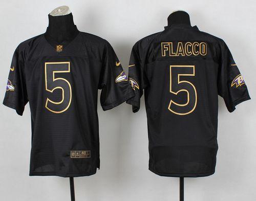 Nike Ravens #5 Joe Flacco Black Gold No. Fashion Men's Stitched NFL Elite Jersey Nike Ravens #5 Joe Flacco Black Gold No. Fashion Men's Stitched NFL Elite Jersey