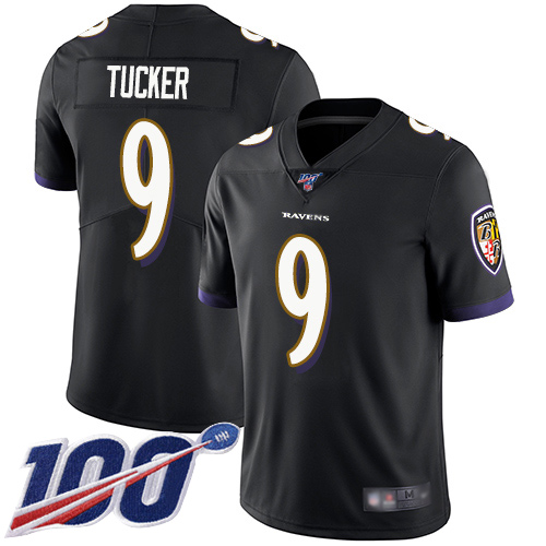 Nike Ravens #9 Justin Tucker Black Alternate Men's Stitched NFL 100th Season Vapor Limited Jersey Nike Ravens #9 Justin Tucker Black Alternate Men's Stitched NFL 100th Season Vapor Limited Jersey