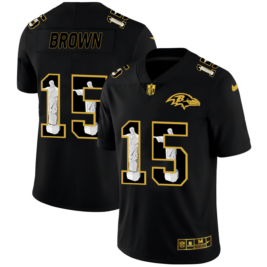 Baltimore Ravens #15 Marquise Brown Nike Carbon Black Vapor Cristo Redentor Limited NFL Jersey Baltimore Ravens #15 Marquise Brown Nike Carbon Black Vapor Cristo Redentor Limited NFL Jersey