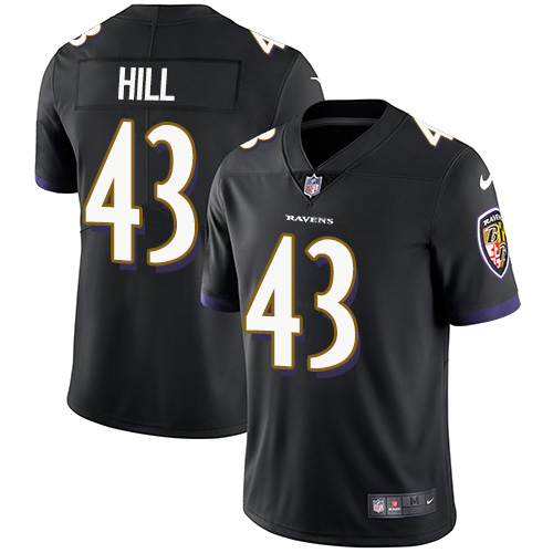 Nike Ravens #43 Justice Hill Black Alternate Men's Stitched NFL Vapor Untouchable Limited Jersey Nike Ravens #43 Justice Hill Black Alternate Men's Stitched NFL Vapor Untouchable Limited Jersey