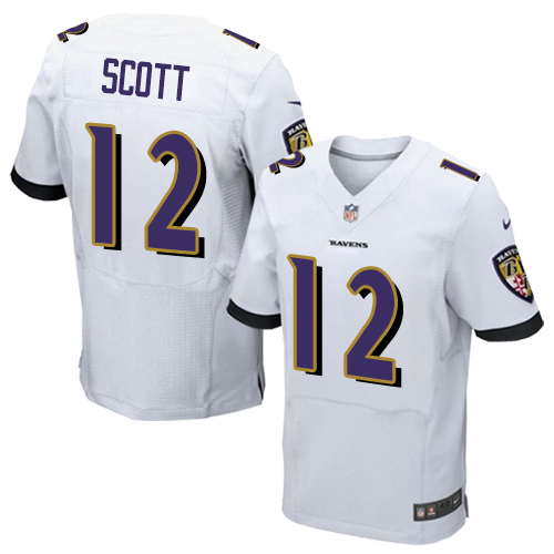 Nike Ravens #12 Jaleel Scott White Men's Stitched NFL New Elite Jersey Nike Ravens #12 Jaleel Scott White Men's Stitched NFL New Elite Jersey