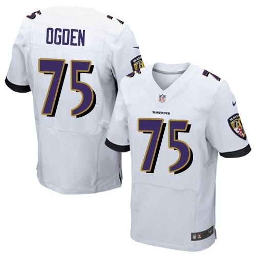 Nike Ravens #75 Jonathan Ogden White Men's Stitched NFL New Elite Jersey Nike Ravens #75 Jonathan Ogden White Men's Stitched NFL New Elite Jersey