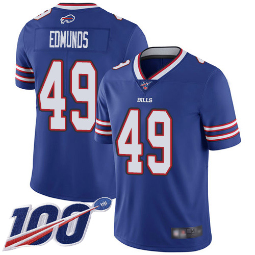 Nike Bills #49 Tremaine Edmunds Royal Blue Team Color Men's Stitched NFL 100th Season Vapor Limited Jersey Nike Bills #49 Tremaine Edmunds Royal Blue Team Color Men's Stitched NFL 100th Season Vapor Limited Jersey