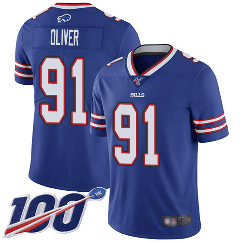 Nike Bills #91 Ed Oliver Royal Blue Team Color Men's Stitched NFL 100th Season Vapor Limited Jersey Nike Bills #91 Ed Oliver Royal Blue Team Color Men's Stitched NFL 100th Season Vapor Limited Jersey