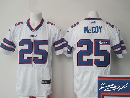 Nike Bills #25 LeSean McCoy White Men's Stitched NFL Elite Autographed Jersey Nike Bills #25 LeSean McCoy White Men's Stitched NFL Elite Autographed Jersey