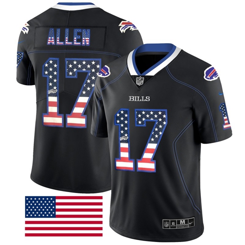 Nike Bills #17 Josh Allen Black Men's Stitched NFL Limited Rush USA Flag Jersey Nike Bills #17 Josh Allen Black Men's Stitched NFL Limited Rush USA Flag Jersey