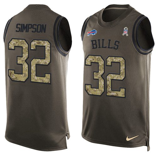 Nike Bills #32 O. J. Simpson Green Men's Stitched NFL Limited Salute To Service Tank Top Jersey Nike Bills #32 O. J. Simpson Green Men's Stitched NFL Limited Salute To Service Tank Top Jersey