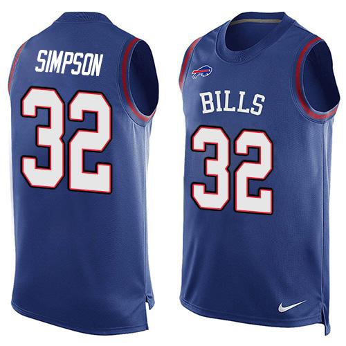 Nike Bills #32 O. J. Simpson Royal Blue Team Color Men's Stitched NFL Limited Tank Top Jersey Nike Bills #32 O. J. Simpson Royal Blue Team Color Men's Stitched NFL Limited Tank Top Jersey