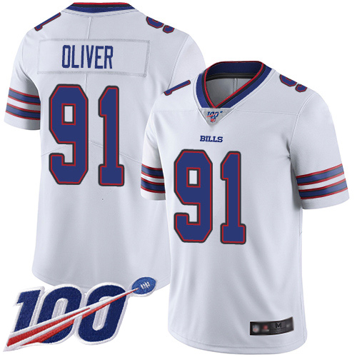 Nike Bills #91 Ed Oliver White Men's Stitched NFL 100th Season Vapor Limited Jersey Nike Bills #91 Ed Oliver White Men's Stitched NFL 100th Season Vapor Limited Jersey