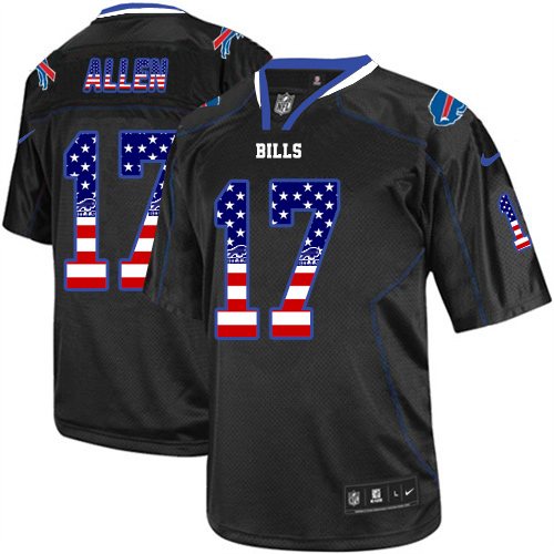 Nike Bills #17 Josh Allen Black Men's Stitched NFL Elite USA Flag Fashion Jersey Nike Bills #17 Josh Allen Black Men's Stitched NFL Elite USA Flag Fashion Jersey