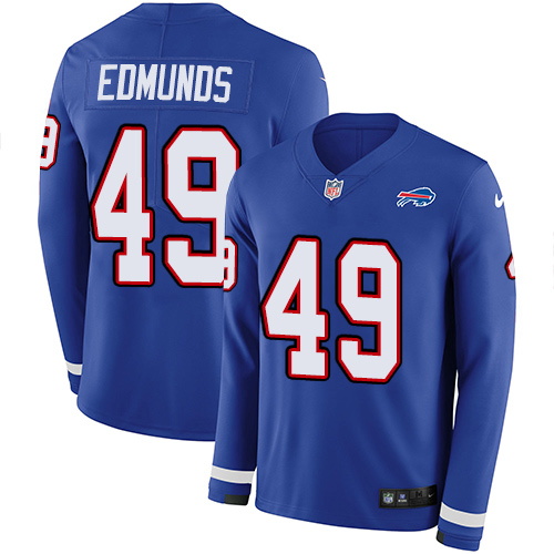 Nike Bills #49 Tremaine Edmunds Royal Blue Team Color Men's Stitched NFL Limited Therma Long Sleeve Jersey Nike Bills #49 Tremaine Edmunds Royal Blue Team Color Men's Stitched NFL Limited Therma Long Sleeve Jersey