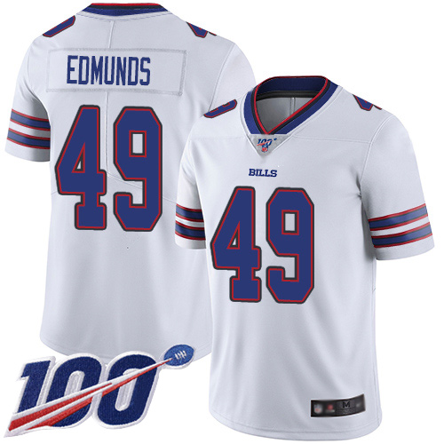 Nike Bills #49 Tremaine Edmunds White Men's Stitched NFL 100th Season Vapor Limited Jersey Nike Bills #49 Tremaine Edmunds White Men's Stitched NFL 100th Season Vapor Limited Jersey