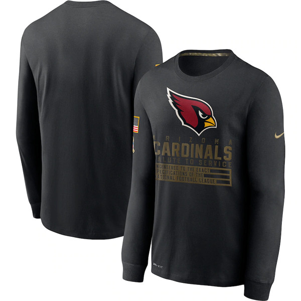 Men's Arizona Cardinals Black NFL 2020 Salute To Service Sideline Performance Long Sleeve T-Shirt