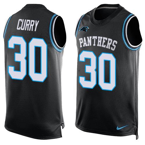 Nike Panthers #30 Stephen Curry Black Team Color Men's Stitched NFL Limited Tank Top Jersey Nike Panthers #30 Stephen Curry Black Team Color Men's Stitched NFL Limited Tank Top Jersey