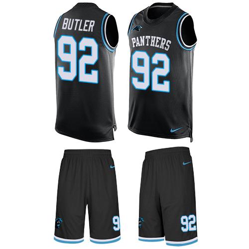 Nike Panthers #92 Vernon Butler Black Team Color Men's Stitched NFL Limited Tank Top Suit Jersey Nike Panthers #92 Vernon Butler Black Team Color Men's Stitched NFL Limited Tank Top Suit Jersey