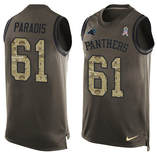 Nike Panthers #61 Matt Paradis Green Men's Stitched NFL Limited Salute To Service Tank Top Jersey Nike Panthers #61 Matt Paradis Green Men's Stitched NFL Limited Salute To Service Tank Top Jersey