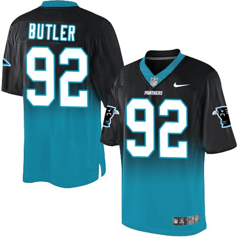 Nike Panthers #92 Vernon Butler Black/Blue Men's Stitched NFL Elite Fadeaway Fashion Jersey Nike Panthers #92 Vernon Butler Black/Blue Men's Stitched NFL Elite Fadeaway Fashion Jersey