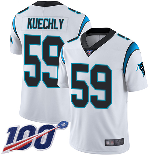 Nike Panthers #59 Luke Kuechly White Men's Stitched NFL 100th Season Vapor Limited Jersey Nike Panthers #59 Luke Kuechly White Men's Stitched NFL 100th Season Vapor Limited Jersey